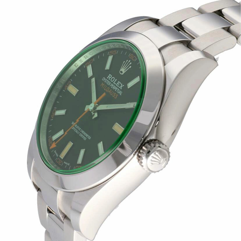 ROLEX ロレックス 腕時計 美品 新ギャラ2021年日付 ランダムシリアル ステンレス 自動巻き メンズ/ミルガウス・グリーンサファイアクリスタル/ランダム番/116400GV//359M10H3/Aランク/75