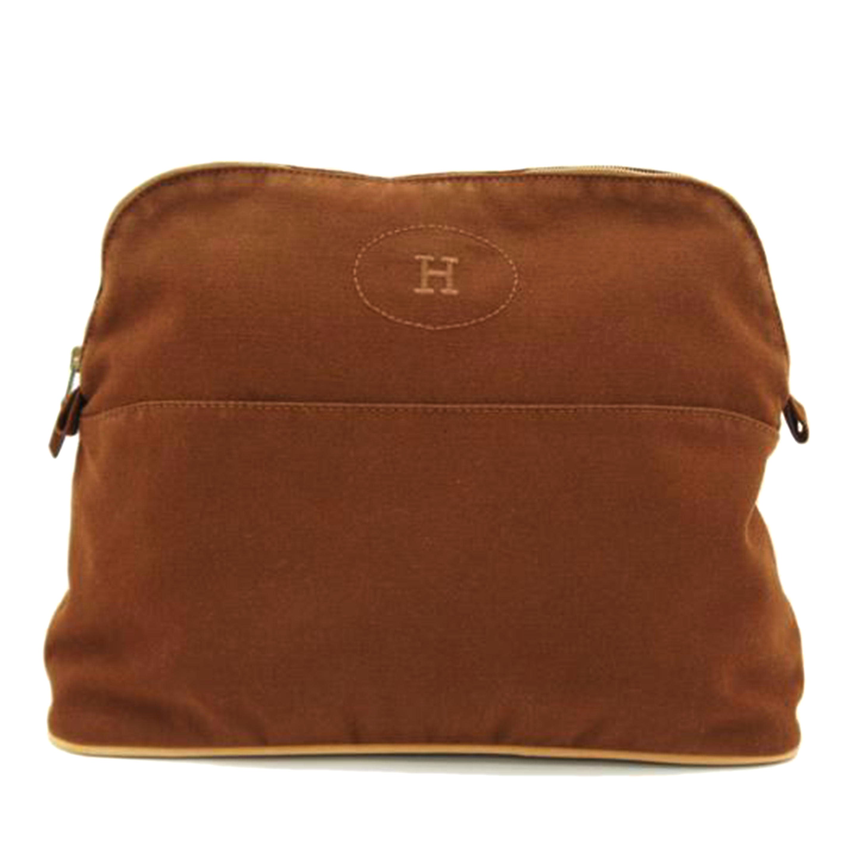 HERMES エルメス/ボリードポーチGM/キャンバス/茶//ABランク/75
