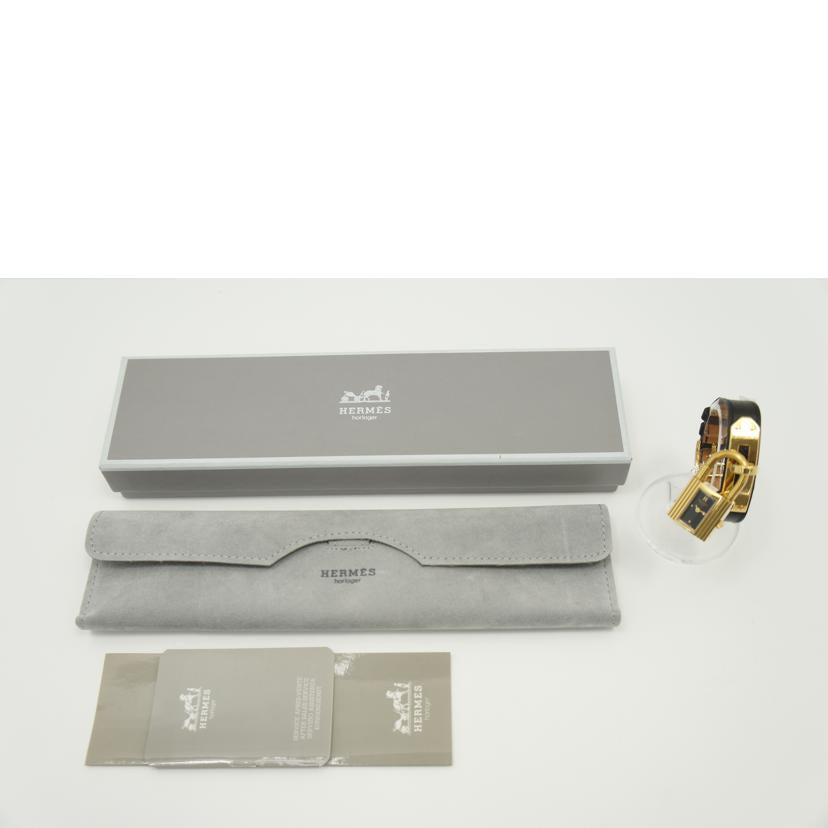 HERMES エルメス 腕時計 美品 1995年 ゴールドメッキ ブラック文字盤/ケリーウォッチ/レディース/クォーツ/KE1.201//728180/ABランク/75