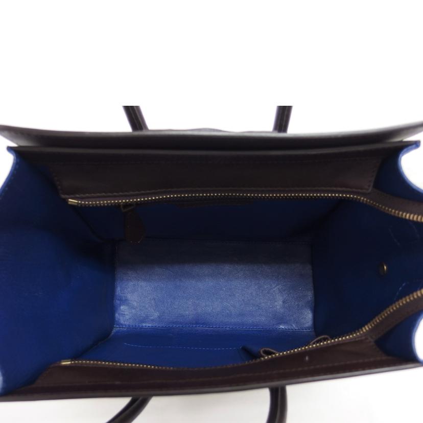 CELINE セリーヌ トートバッグ ブルー×ブラウン×ダークブラウン/ラゲージマイクロショッパー/トリコロール/ハンドバッグ//Bランク/04