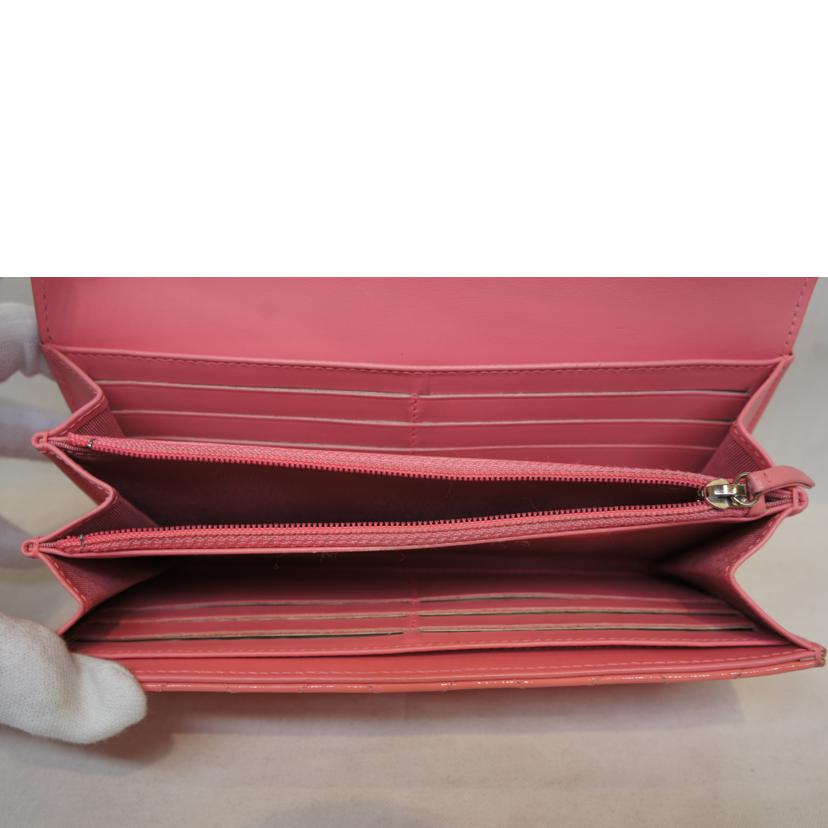 CHANEL シャネル/エナメルマトラッセロングウォレットピンク//21693455/Aランク/92