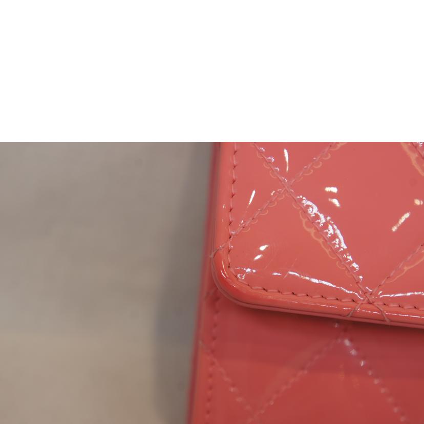 CHANEL シャネル/エナメルマトラッセロングウォレットピンク//21693455/Aランク/92