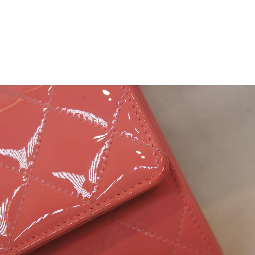 CHANEL シャネル/エナメルマトラッセロングウォレットピンク//21693455/Aランク/92