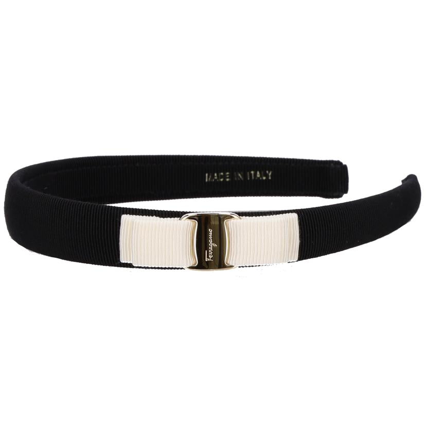 S.Ferragamo サルバトーレフェラガモ/ヴァラリボンカチューシャ/ブラック×ホワイト//SAランク/75