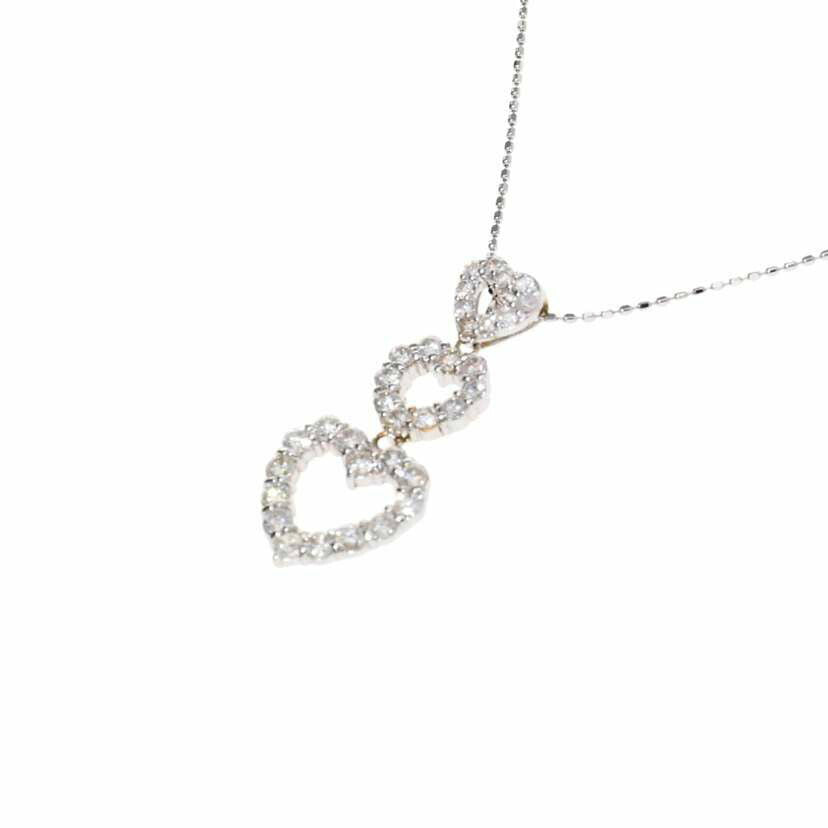 K18WG/ K18WGダイヤハートネックレス 1.00/3.7//1.00/Aランク/75