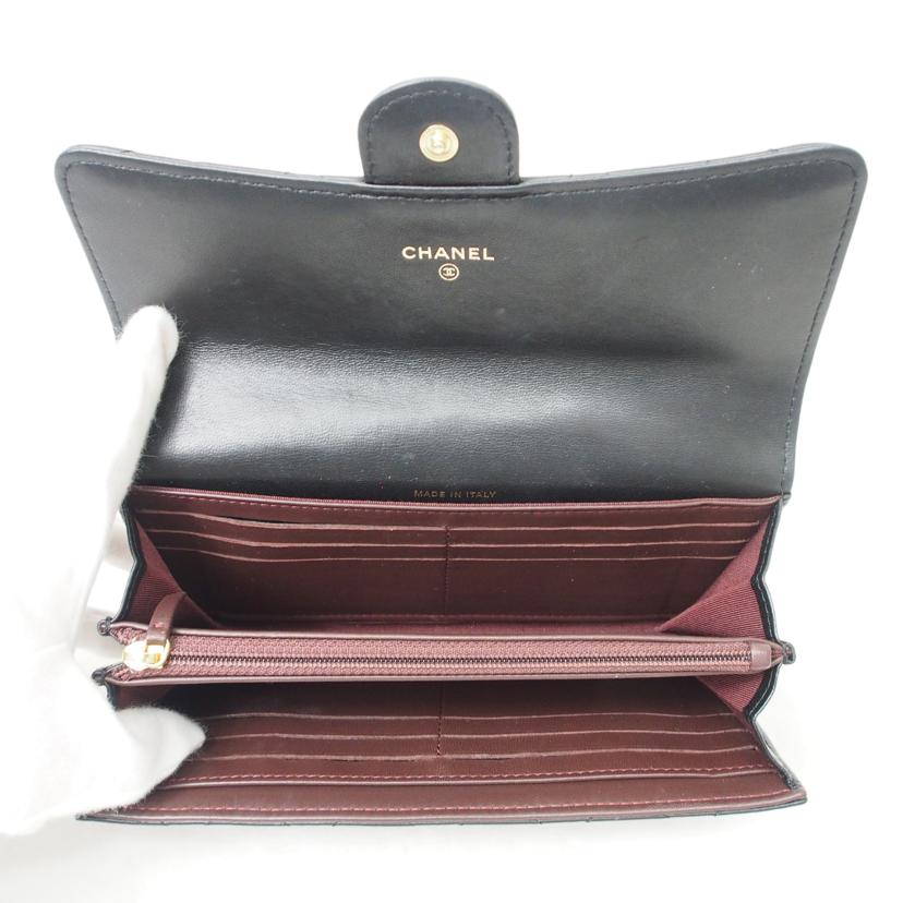 CHANEL/クラッシックロングフラップウォレット/ラムスキン/AP0241//22601025/Bランク/78