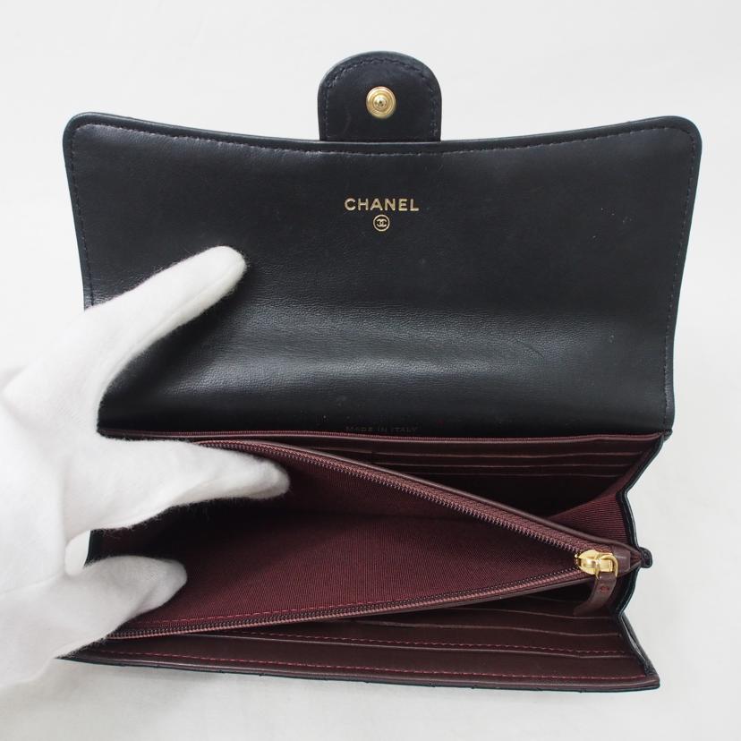 CHANEL/クラッシックロングフラップウォレット/ラムスキン/AP0241//22601025/Bランク/78