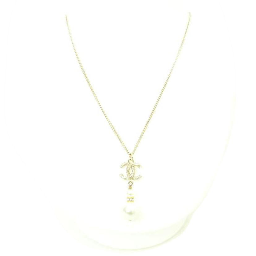 CHANEL/ココマークラインストーンパールネックレス//ABランク/78
