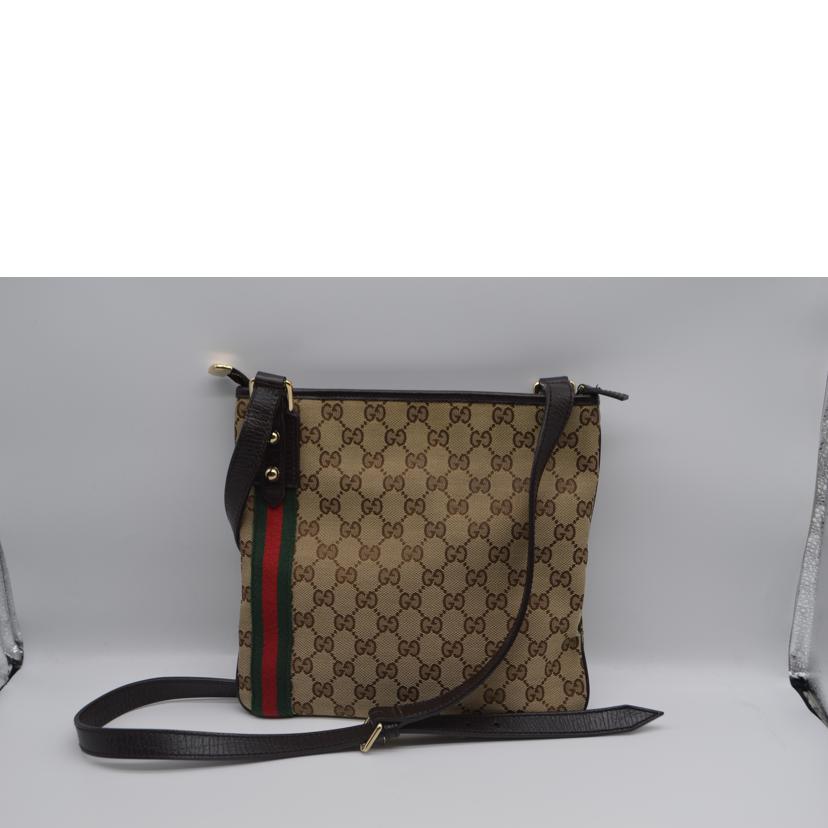 GUCCI グッチ/GGキャンバスシェリーラインレザーショルダー/144388//213***/Aランク/89