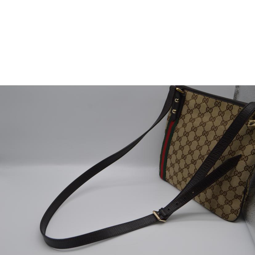 GUCCI グッチ/GGキャンバスシェリーラインレザーショルダー/144388//213***/Aランク/89