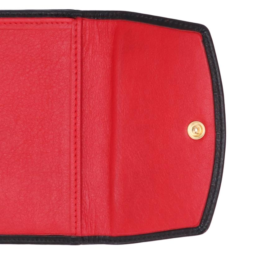 C.Dior クリスチャンディオール ディオール 財布 小物 三つ折り がま口 コンパクトウォレット レディース ブラック 黒 レッド 赤/三つ折りがま口財布//Bランク/75