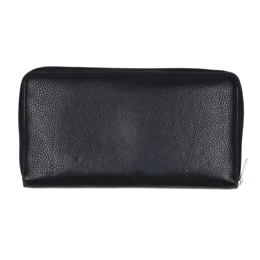 CELINE セリーヌ 財布 小物 長財布 レザー レディース メンズ ブラック 黒 イエロー 黄色/レザーラウンドジップロングウォレット//Bランク/75