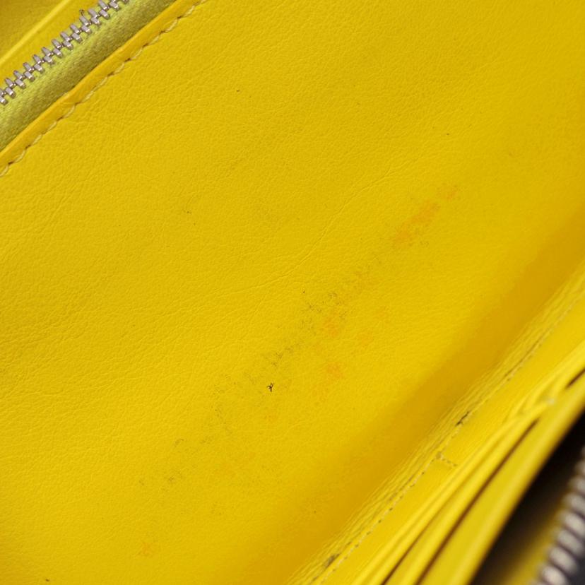 CELINE セリーヌ 財布 小物 長財布 レザー レディース メンズ ブラック 黒 イエロー 黄色/レザーラウンドジップロングウォレット//Bランク/75