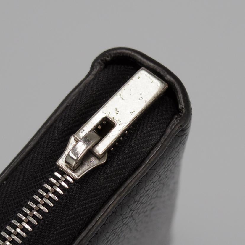 CELINE セリーヌ 財布 小物 長財布 レザー レディース メンズ ブラック 黒 イエロー 黄色/レザーラウンドジップロングウォレット//Bランク/75