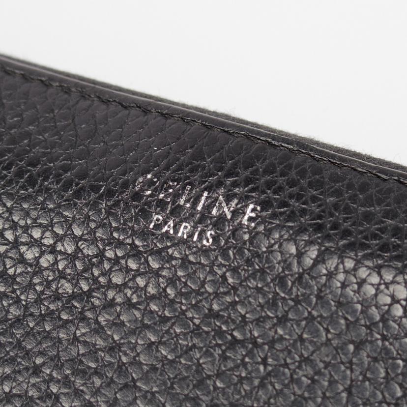 CELINE セリーヌ 財布 小物 長財布 レザー レディース メンズ ブラック 黒 イエロー 黄色/レザーラウンドジップロングウォレット//Bランク/75