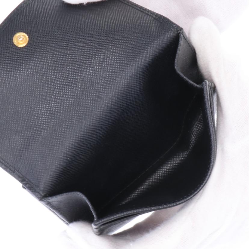 PRADA プラダ 財布 コンパクトウォレット レディース ブラック ゴールド/サフィアーノ二つ折り財布//203/ABランク/75