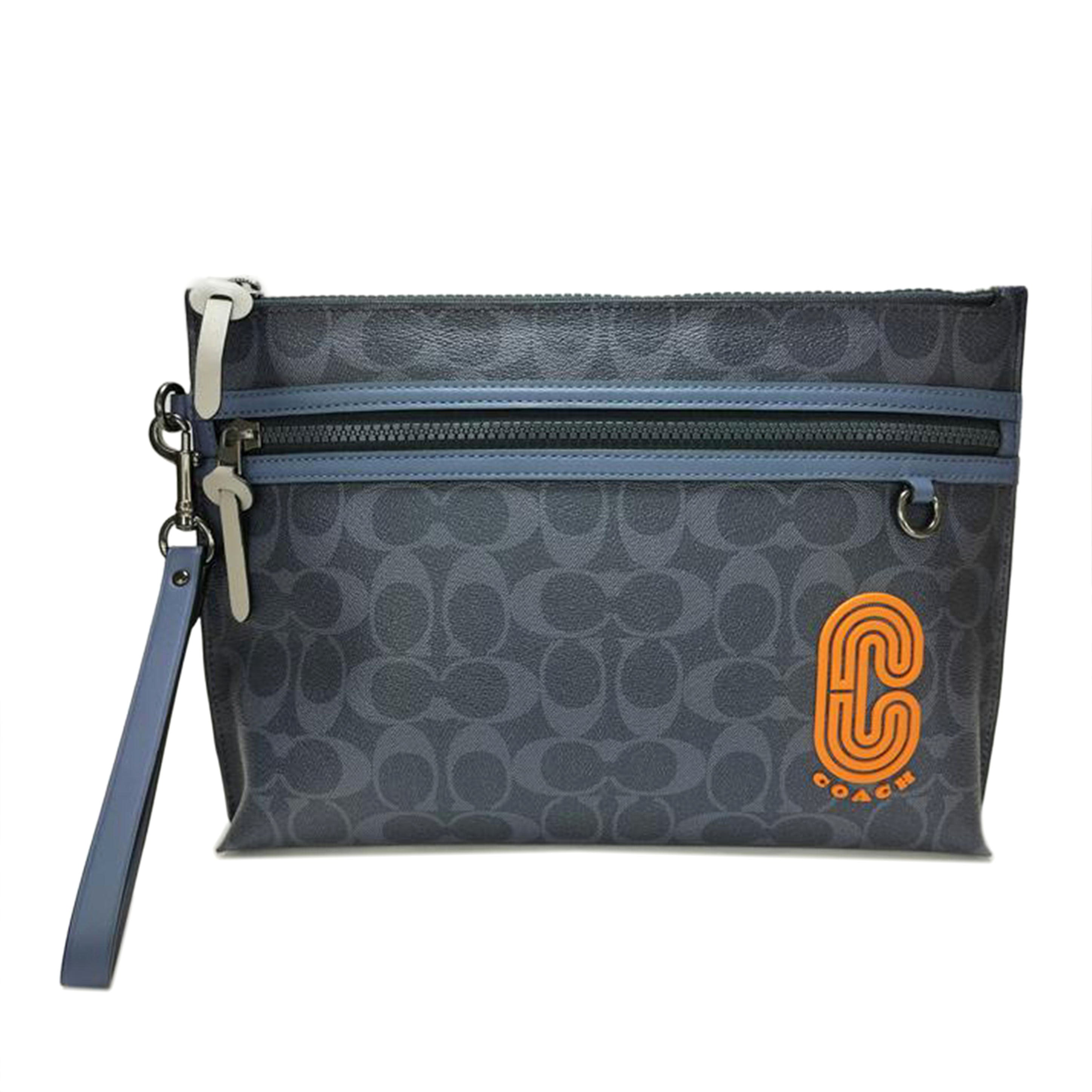 COACH コーチ/ブルーシグネチャー クラッチバッグ/C3199//Aランク/52