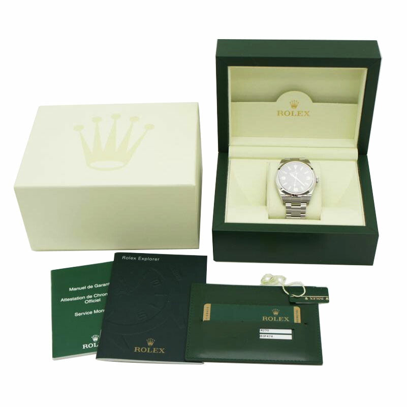 ROLEX ロレックス ランダムルーレット 保証書2010年 前期モデル ブラックダイアル メンズ/エクスプローラーI/ブラックアウト/ランダム番/214270//5663F474/Aランク/75