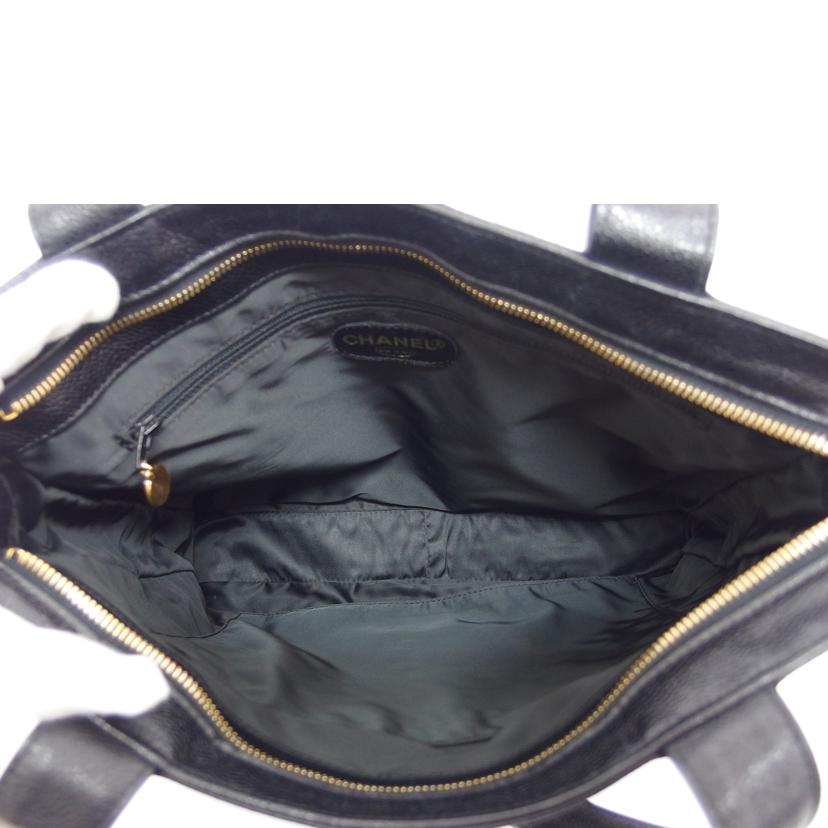 CHANEL シャネル/キャビアスキン/ロゴトートバッグ/ブラック//5173422/ABランク/04