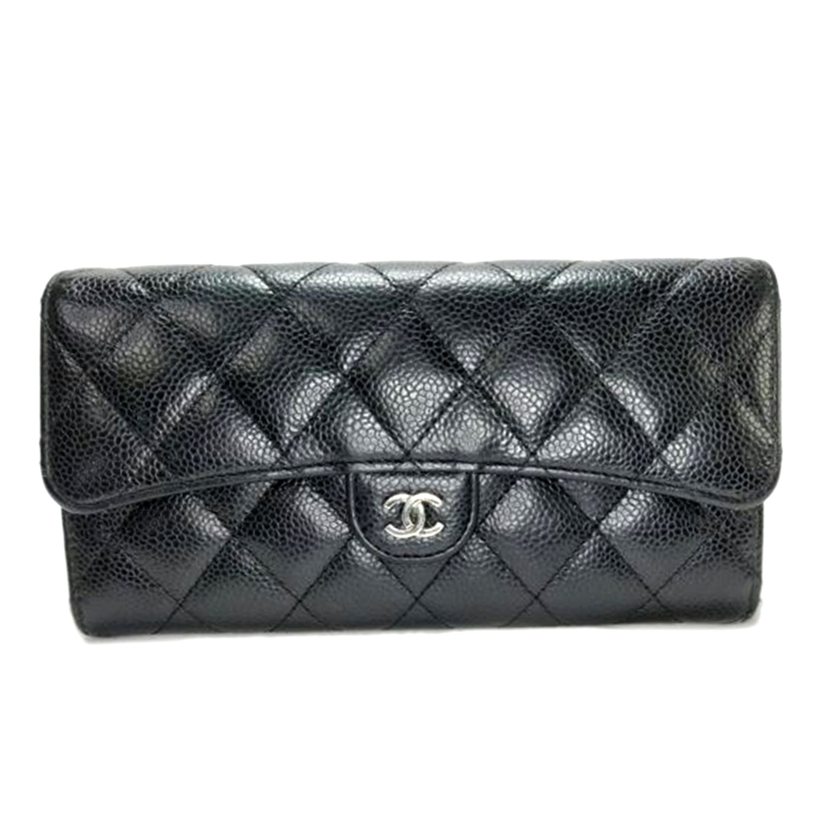CHANEL シャネル/マトラッセ キャビアスキン シルバー金具 二つ折り財布//24777310/Bランク/52