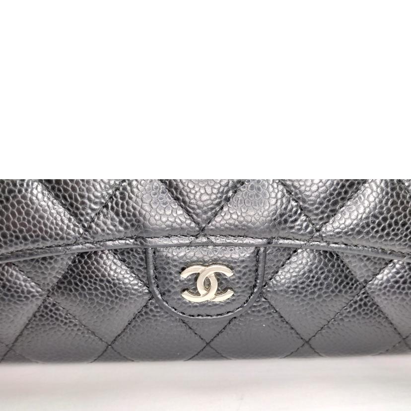 CHANEL シャネル/マトラッセ キャビアスキン シルバー金具 二つ折り財布//24777310/Bランク/52