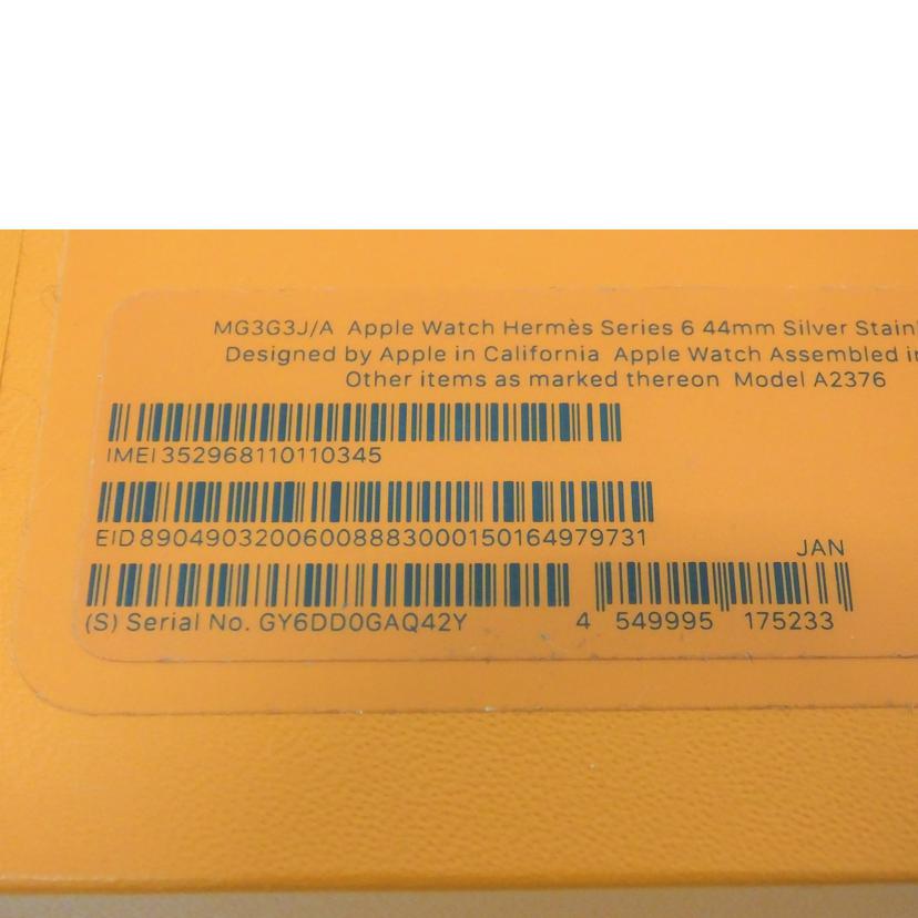 HERMES エルメス/AppleWatch エルメス Series 6 /MG3G3J/A//GY6*********/Bランク/88