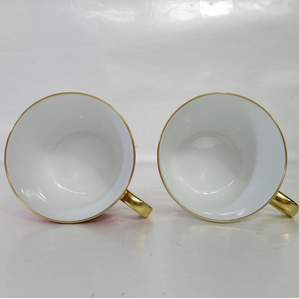 OKURA大倉陶園/紅白 ペアモーニングカップ&ソーサー//SAランク/81