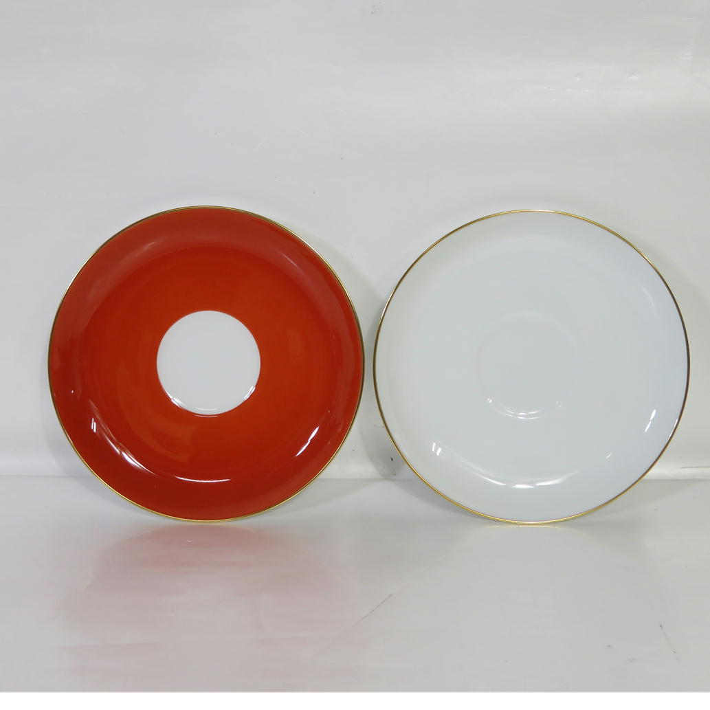 OKURA大倉陶園/紅白 ペアモーニングカップ&ソーサー//SAランク/81