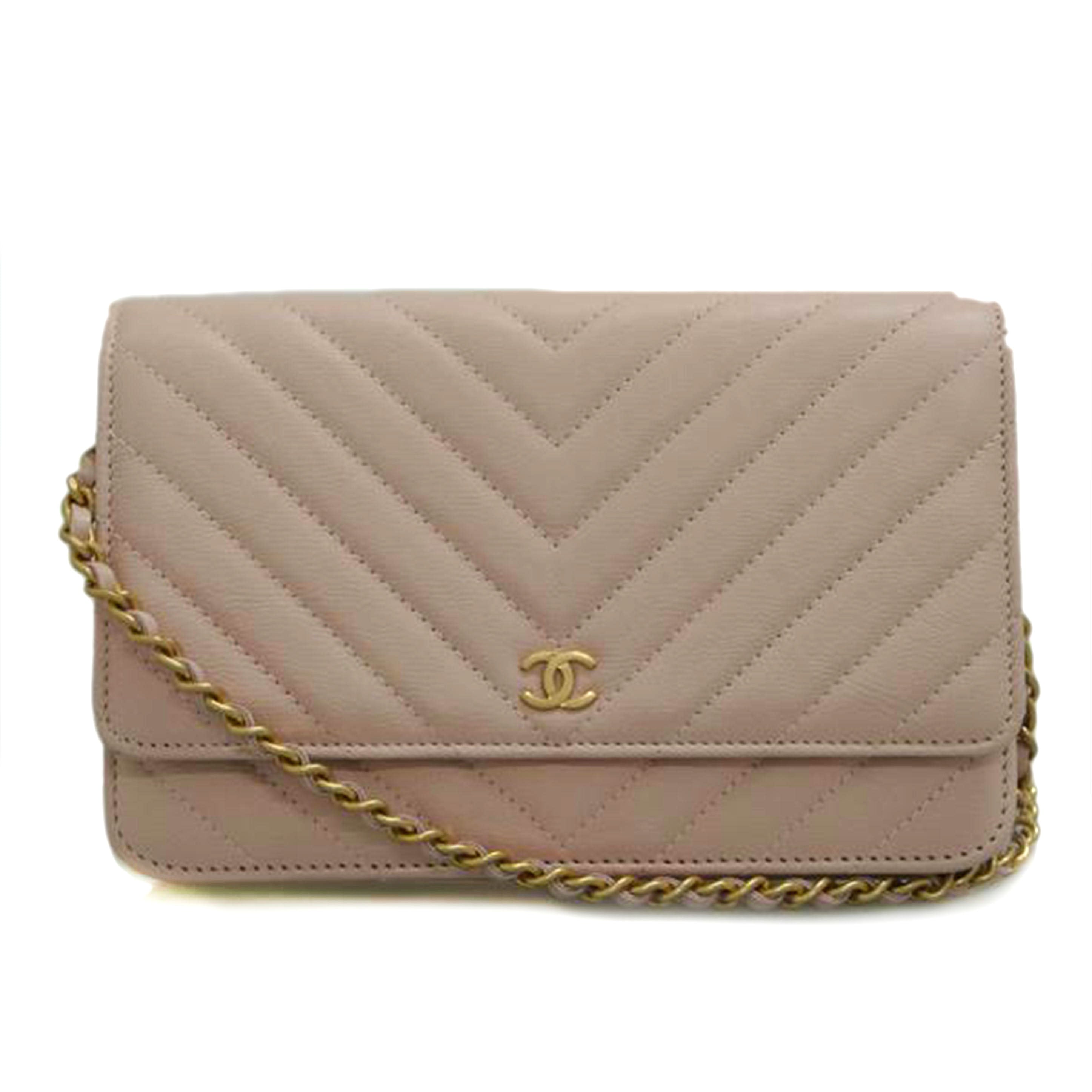 CHANEL シャネル/Vステッチマトラッセ チェーンショルダーウォレット ピンク//22984504/Aランク/87