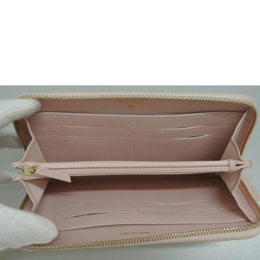 CHANEL シャネル/Vステッチマトラッセ ロング ウォレット ピンク//22993641/Aランク/87