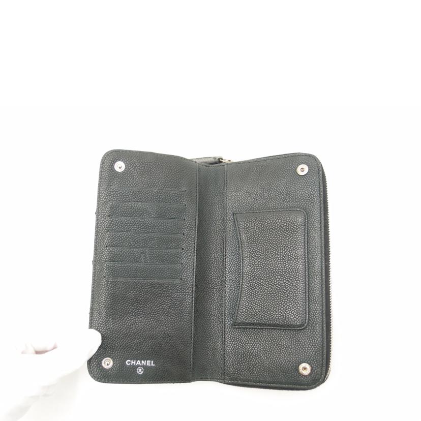 CHANEL シャネル 長財布 ラウンドファスナー 二つ折り/キャビアスキンマトラッセ長財布/ブラック//10828089/ABランク/69