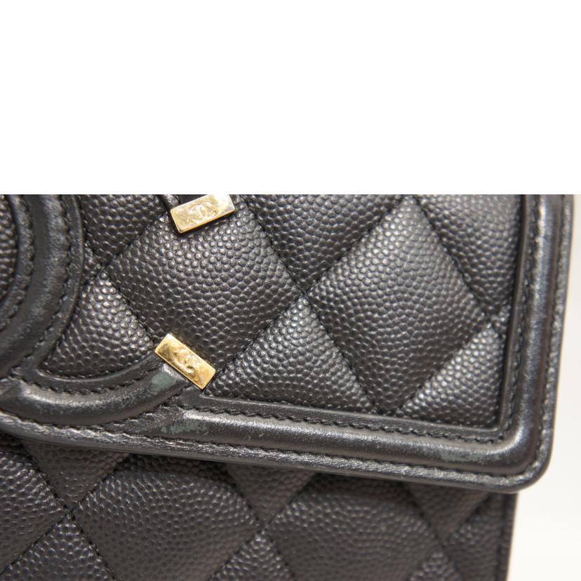 CHANEL シャネル/CCフィリグリーキャビアスキンロングウォレット/A84448//29679789/ABランク/92