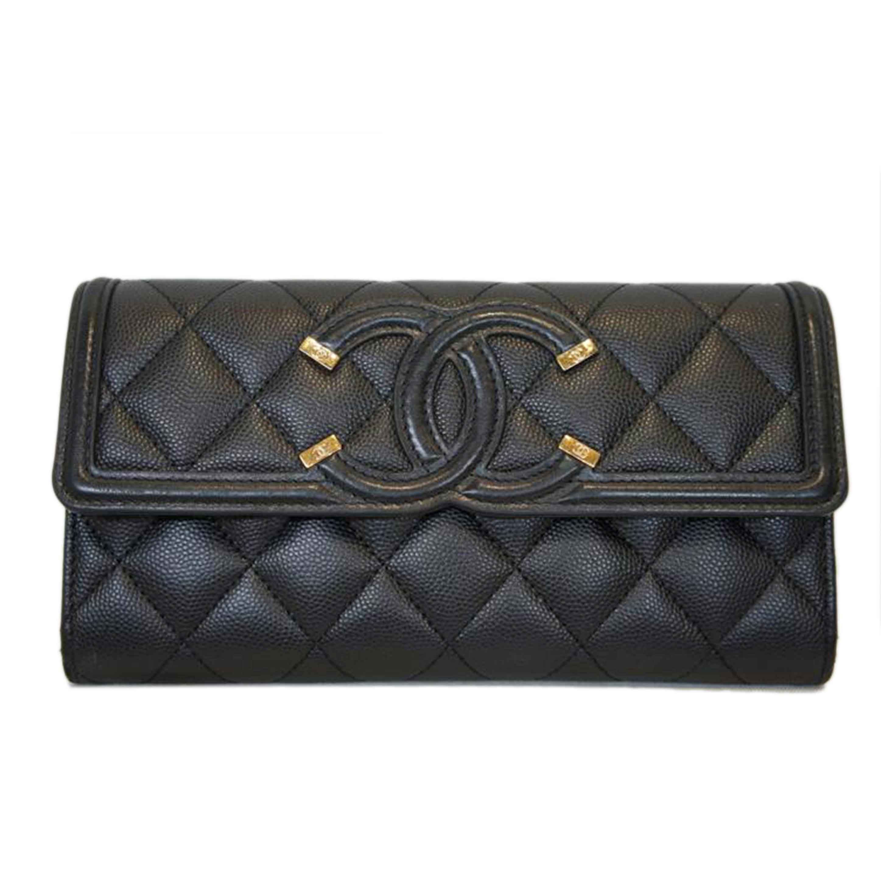 CHANEL シャネル/CCフィリグリーキャビアスキンロングウォレット/A84448//29679789/ABランク/92