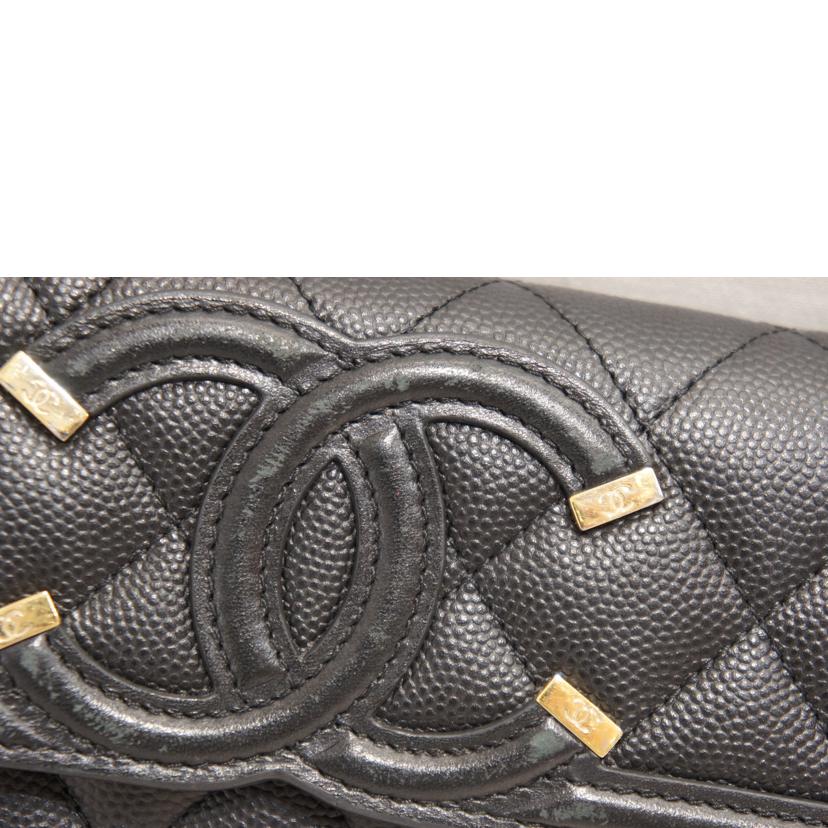 CHANEL シャネル/CCフィリグリーキャビアスキンロングウォレット/A84448//29679789/ABランク/92