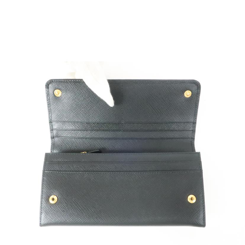 PRADA プラダ/サフィアーノ 二つ折り長財布 パスケース付き ブラック/1MH132//Aランク/65