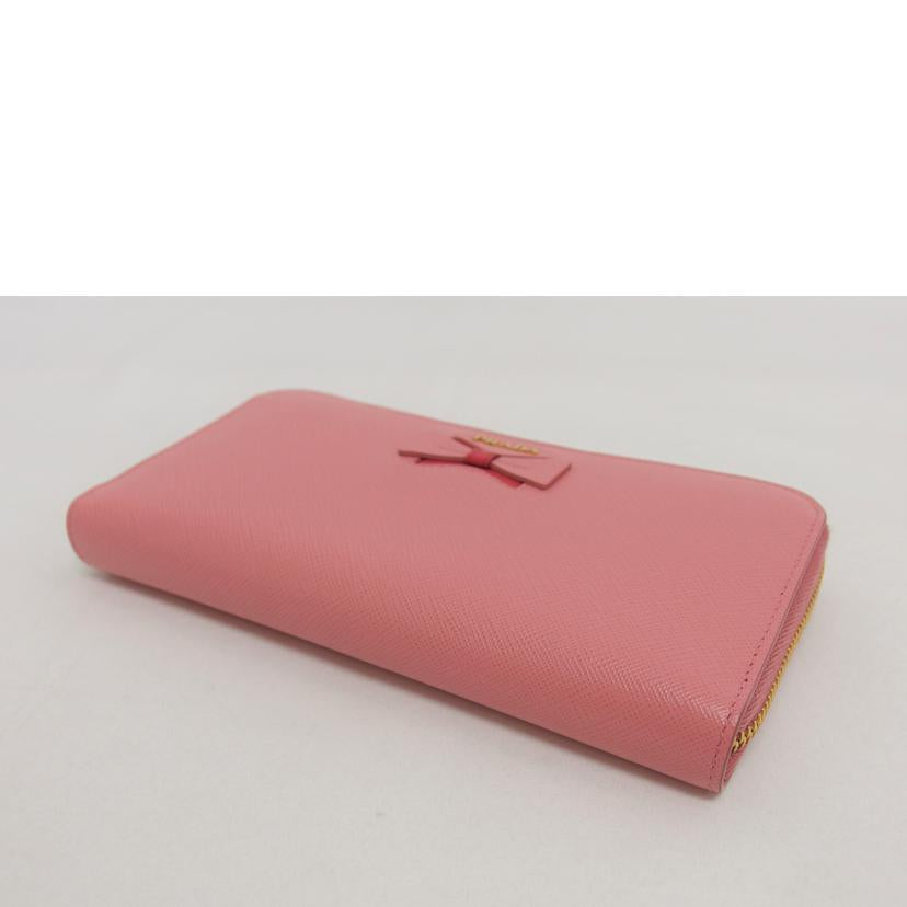 PRADA プラダ/サフィアーノ/リボン/ラウンドファスナー長財布/ピンク/1ML506//12N/Aランク/04