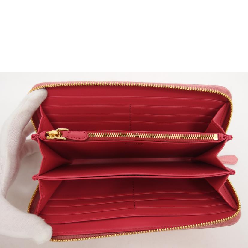 PRADA プラダ/サフィアーノ/リボン/ラウンドファスナー長財布/ピンク/1ML506//12N/Aランク/04