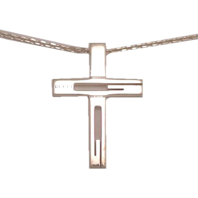 GUCCI グッチ/クロスシルバーネックレス//BCランク/76