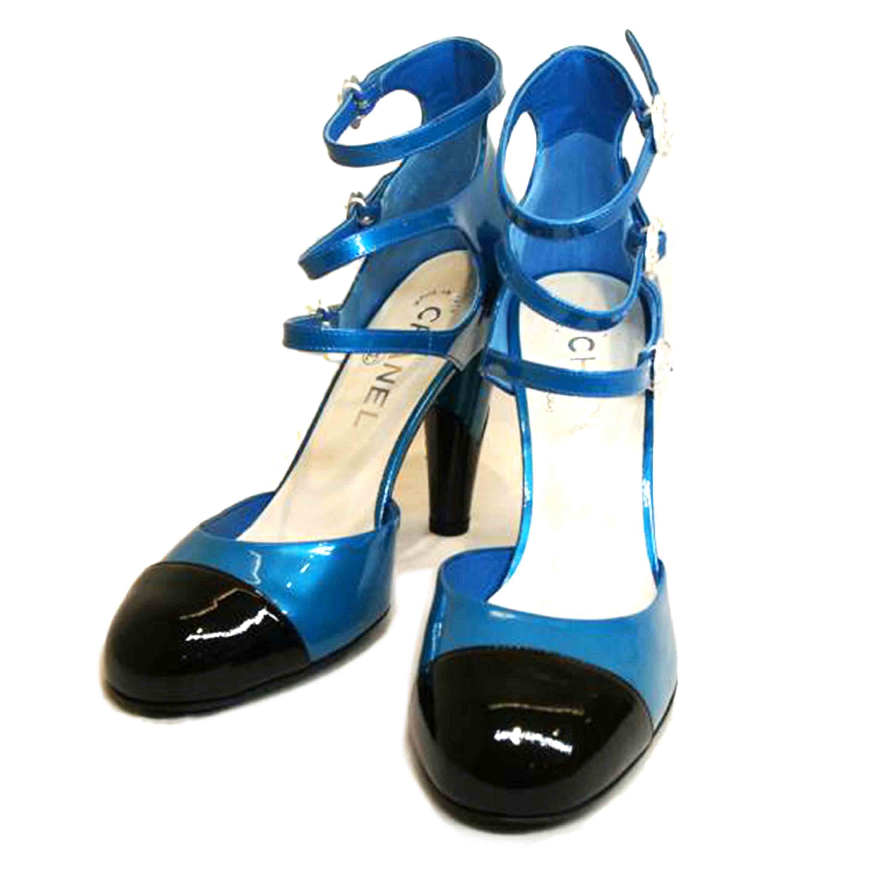 CHANEL シャネル/カミリアエナメルサンダルブルー//ABランク/92