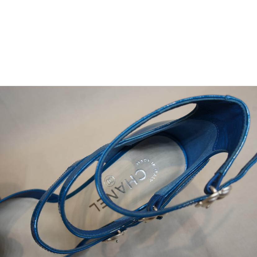 CHANEL シャネル/カミリアエナメルサンダルブルー//ABランク/92