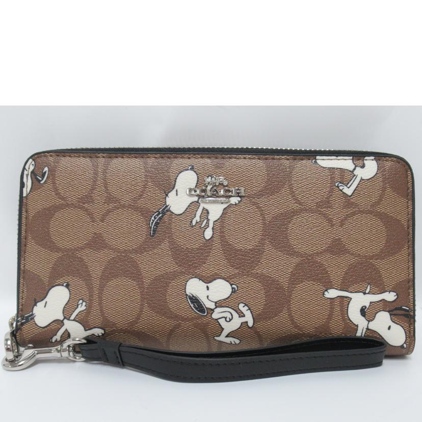 COACH/ラウンドファスナー長財布/シグネチャー・スヌーピー/C4596//D2173/Aランク/63