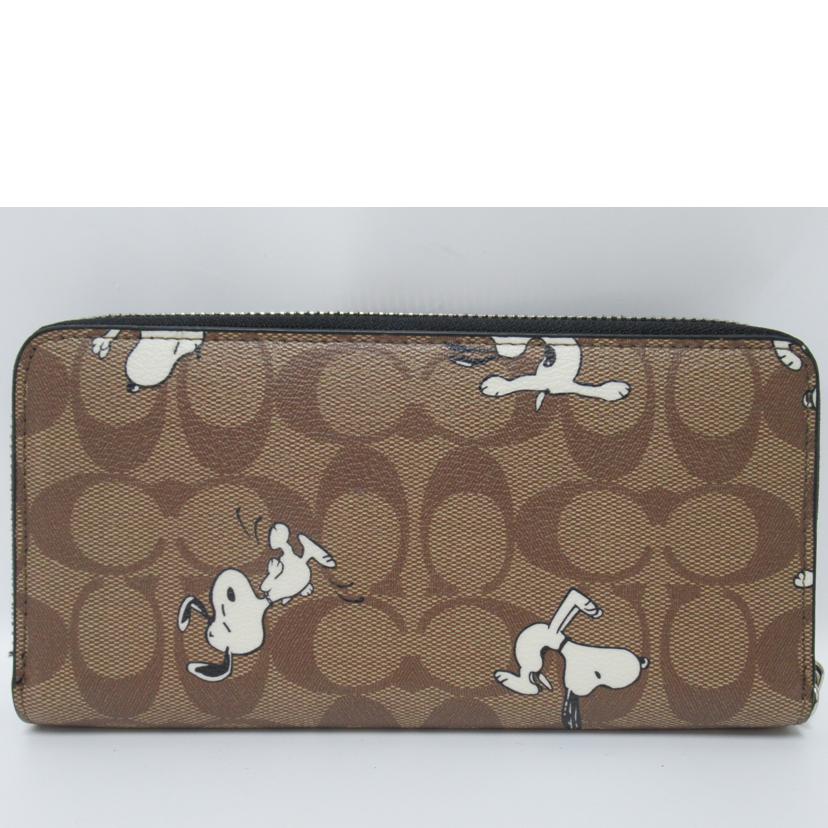COACH/ラウンドファスナー長財布/シグネチャー・スヌーピー/C4596//D2173/Aランク/63