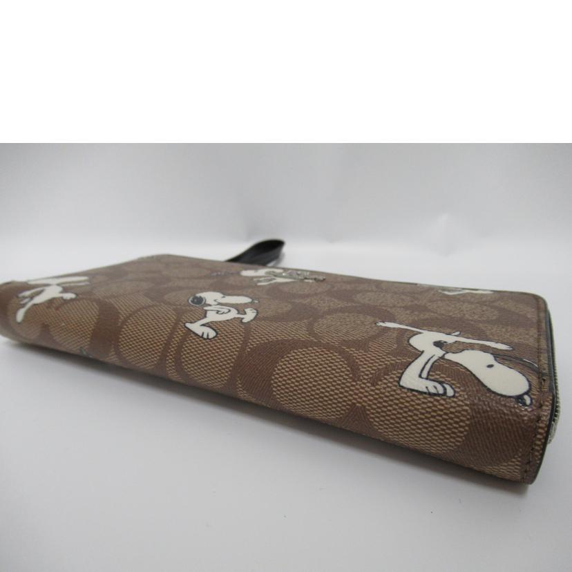 COACH/ラウンドファスナー長財布/シグネチャー・スヌーピー/C4596//D2173/Aランク/63