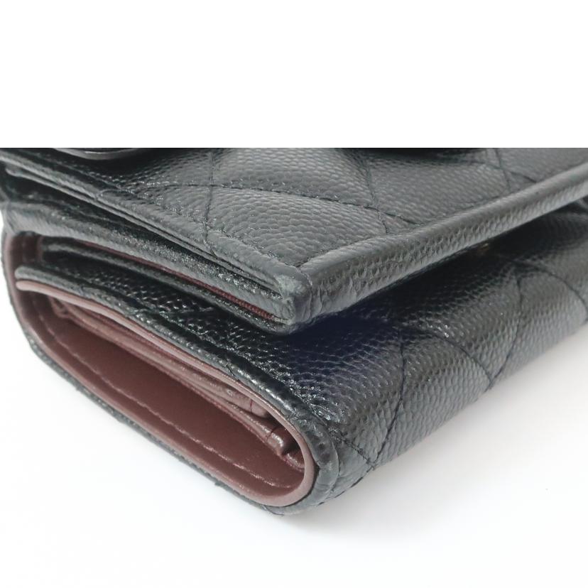 CHANEL シャネル/スモールフラップウォレット 三つ折り財布 ブラック ミニ財布//315*****/ABランク/65