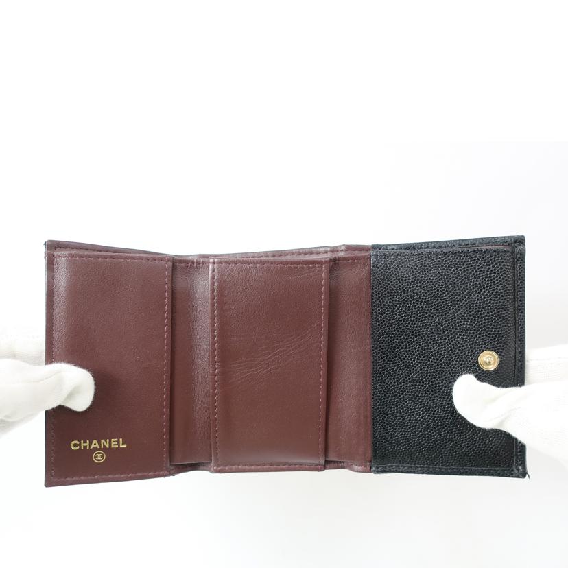 CHANEL シャネル/スモールフラップウォレット 三つ折り財布 ブラック ミニ財布//315*****/ABランク/65
