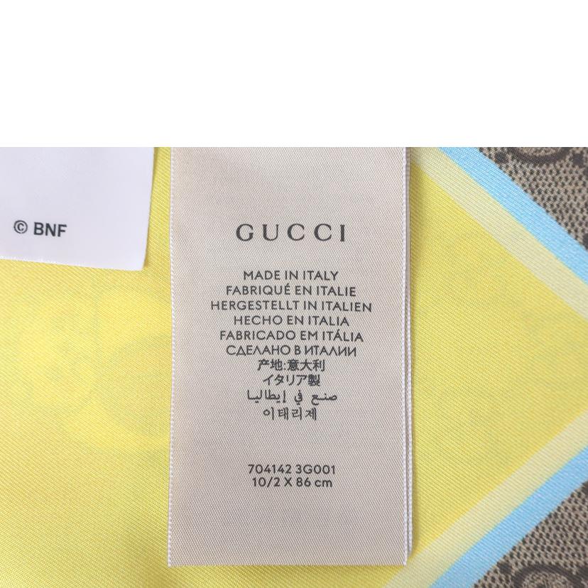 GUCCI グッチ/ばなにゃ バナナにひそむにゃんこ スカーフ イエロー 猫//SAランク/65
