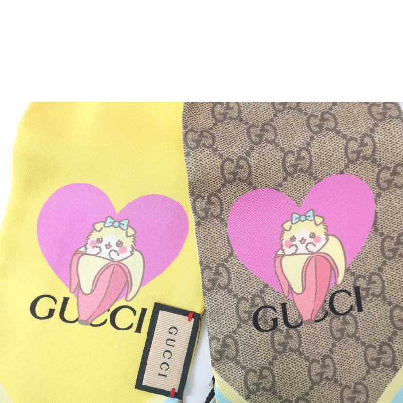 GUCCI グッチ/ばなにゃ バナナにひそむにゃんこ スカーフ イエロー 猫//SAランク/65