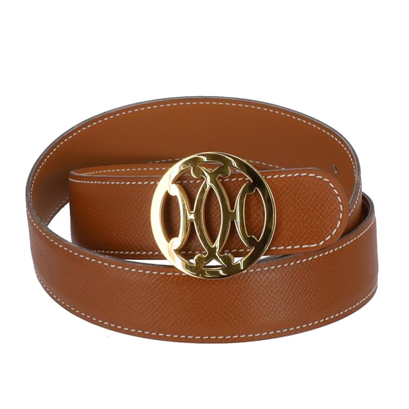 HERMES エルメス/ダブルHサークルバックル/ヴォーエプソン/ゴールド//□B刻 38/Aランク/75