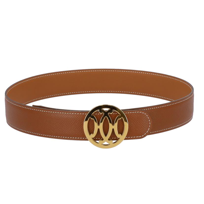 HERMES エルメス/ダブルHサークルバックル/ヴォーエプソン/ゴールド//□B刻 38/Aランク/75