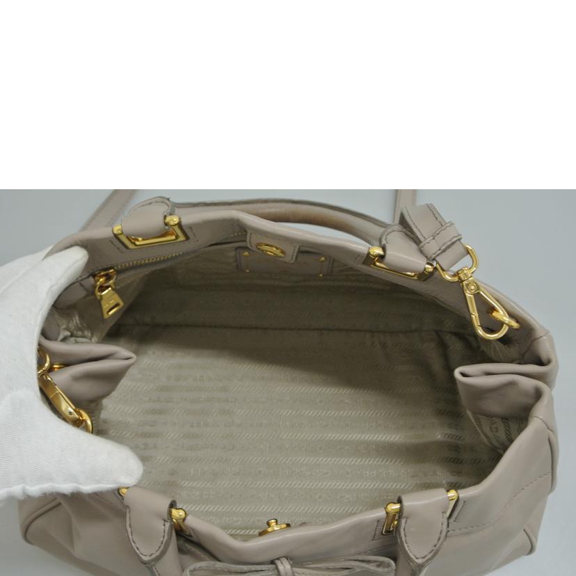 PRADA プラダ/レザー2WAYバッグ ベージュ系//25/Bランク/87